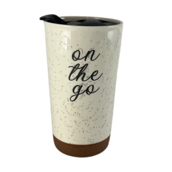 10 Strawberry St "on the go" Speckled Ceramic Insulated 12 Oz Travel Tumbler EUC - Picture 3 of 6